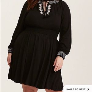 Torrid Smock Neck Embroidered Dress